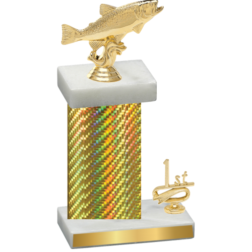 Accented Single Gold Carbon Fiber First Place Fishing Trophy