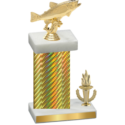 Accented Single Gold Carbon Fiber Victory Fishing Trophy