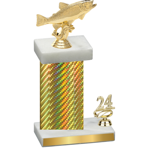 Accented Single Gold Carbon Fiber Year Fishing Trophy