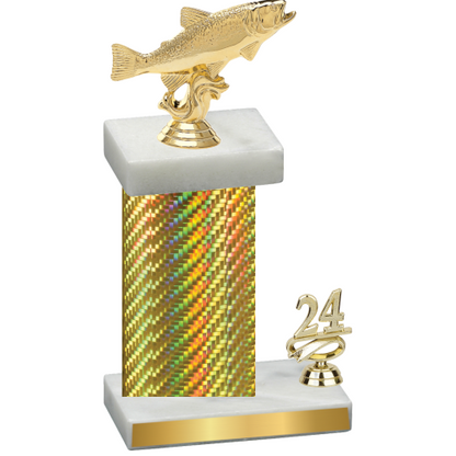 Accented Single Gold Carbon Fiber Year Fishing Trophy