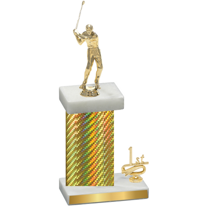 Accented Single Gold Carbon Fiber First Place Golf Trophy