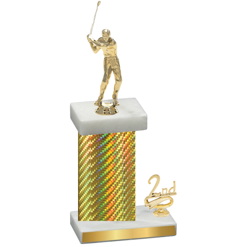 Accented Single Gold Carbon Fiber Second Place Golf Trophy
