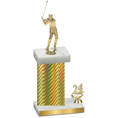 Accented Single Gold Carbon Fiber Year Golf Trophy