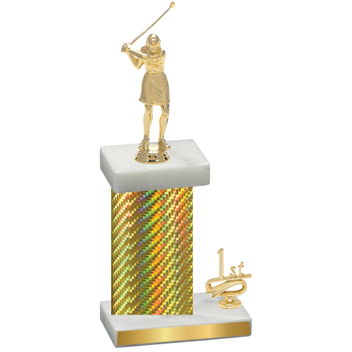 Accented Single Gold Carbon Fiber First Place Golf Trophy