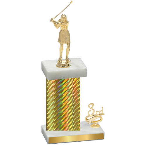 Accented Single Gold Carbon Fiber Third Place Golf Trophy