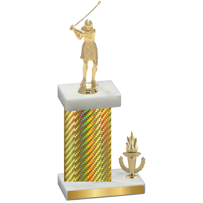 Accented Single Gold Carbon Fiber Victory Golf Trophy