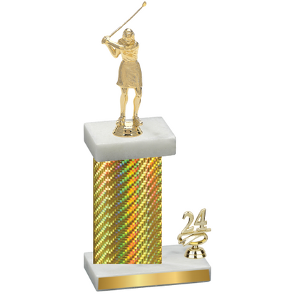 Accented Single Gold Carbon Fiber Year Golf Trophy