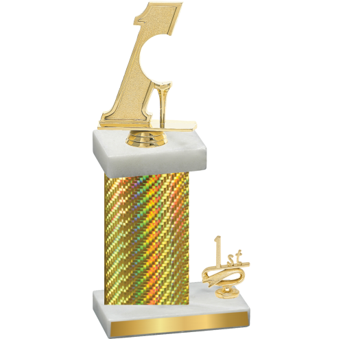 Accented Single Gold Carbon Fiber First Place Golf Trophy