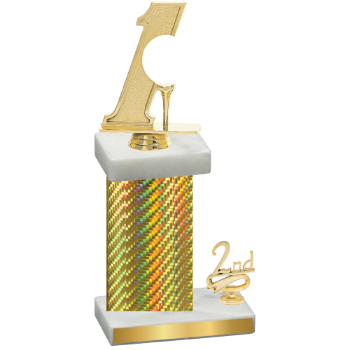 Accented Single Gold Carbon Fiber Second Place Golf Trophy