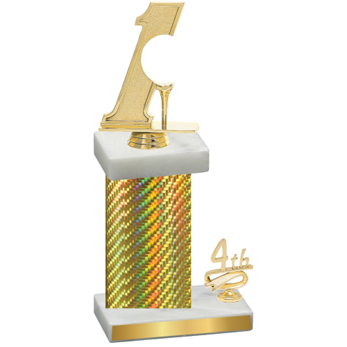 Accented Single Gold Carbon Fiber Fourth Place Golf Trophy