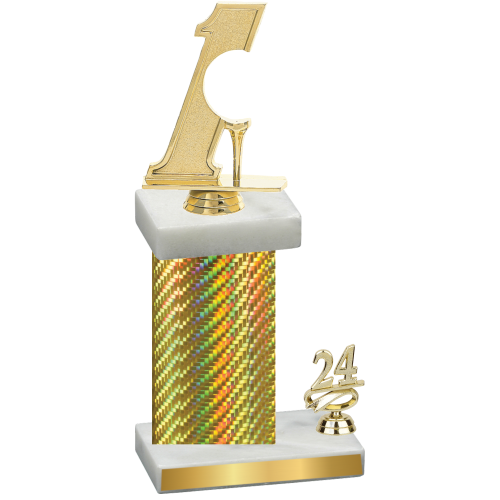 Accented Single Gold Carbon Fiber Year Golf Trophy