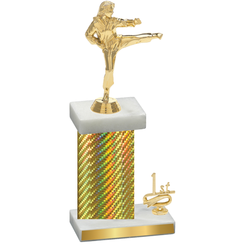 Accented Single Gold Carbon Fiber First Place Karate Trophy