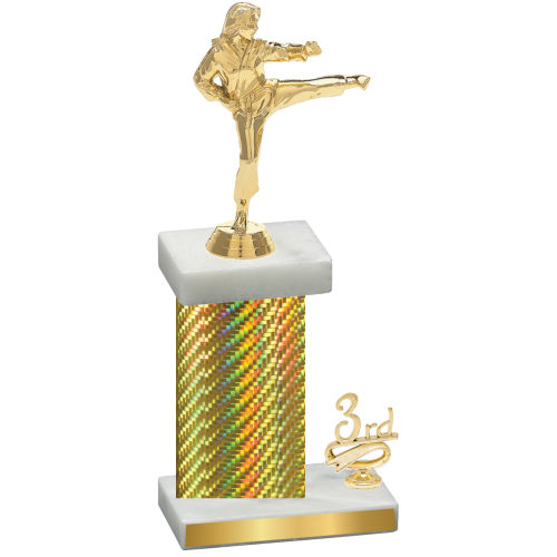 Accented Single Gold Carbon Fiber Third Place Karate Trophy