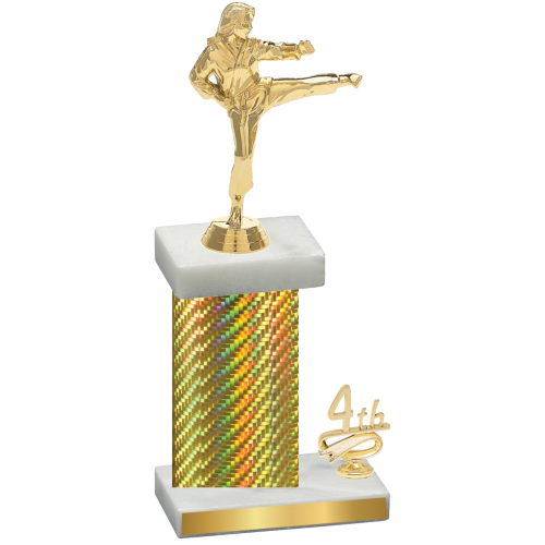 Accented Single Gold Carbon Fiber Fourth Place Karate Trophy