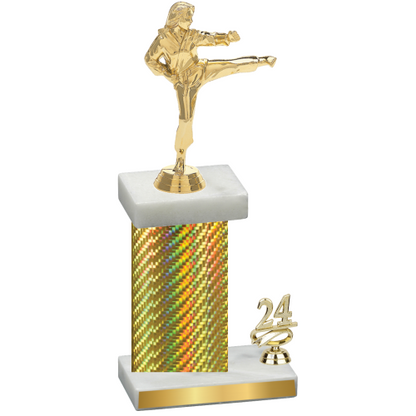 Accented Single Gold Carbon Fiber Year Karate Trophy