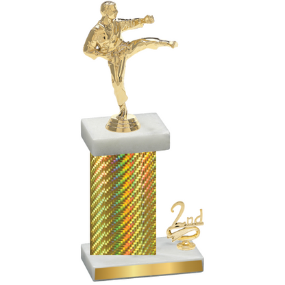Accented Single Gold Carbon Fiber Second Place Karate Trophy