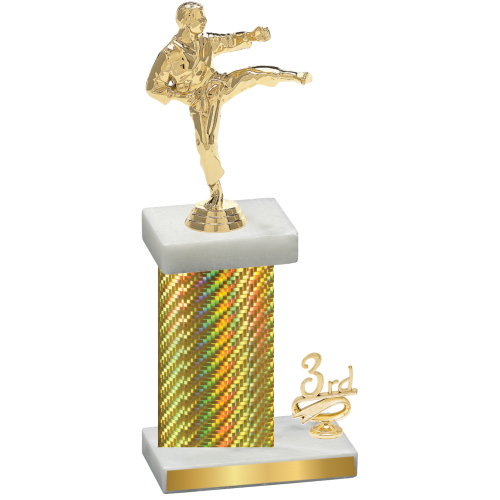 Accented Single Gold Carbon Fiber Third Place Karate Trophy