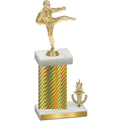 Accented Single Gold Carbon Fiber Victory Karate Trophy