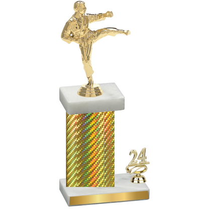 Accented Single Gold Carbon Fiber Year Karate Trophy