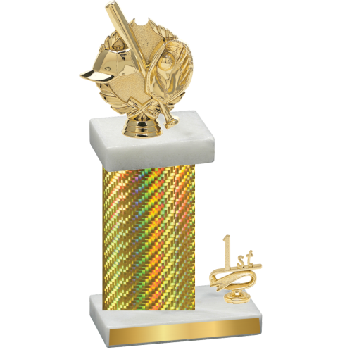 Accented Single Gold Carbon Fiber First Place Baseball Trophy