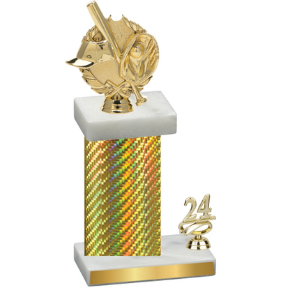 Accented Single Gold Carbon Fiber Year Baseball Trophy