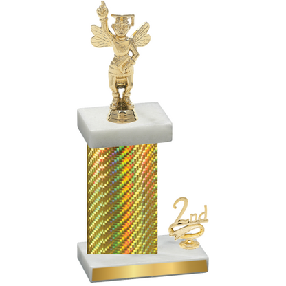 Accented Single Gold Carbon Fiber Second Place Academics Trophy