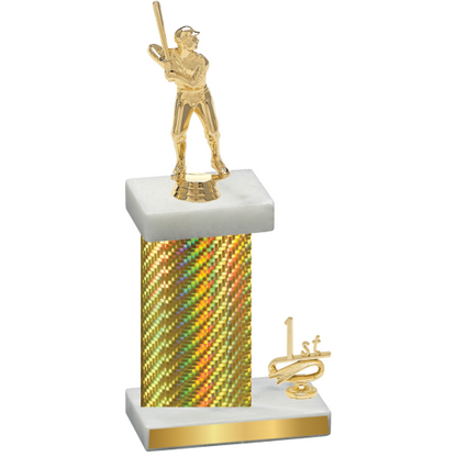 Accented Single Gold Carbon Fiber First Place Baseball Trophy