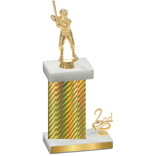 Accented Single Gold Carbon Fiber Second Place Baseball Trophy