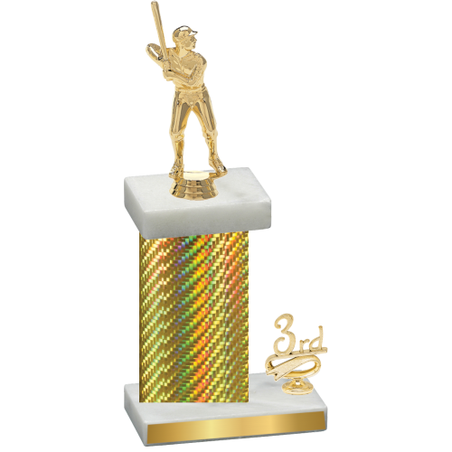 Accented Single Gold Carbon Fiber Third Place Baseball Trophy