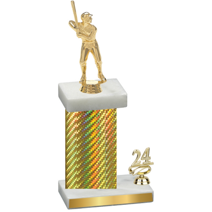 Accented Single Gold Carbon Fiber Year Baseball Trophy