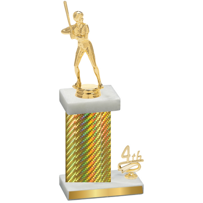 Accented Single Gold Carbon Fiber Fourth Place Softball Trophy