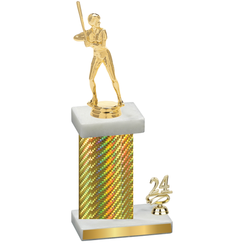 Accented Single Gold Carbon Fiber Year Softball Trophy