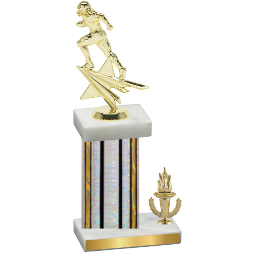 Accented Single Silver Glacier Victory Football Trophy