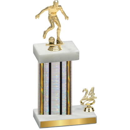 Accented Single Silver Glacier Year Soccer Trophy