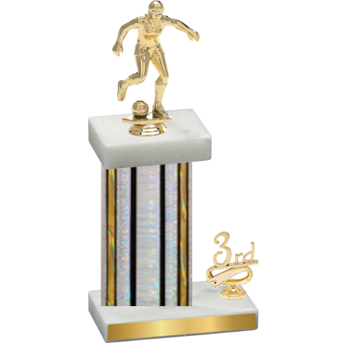 Accented Single Silver Glacier Third Place Soccer Trophy