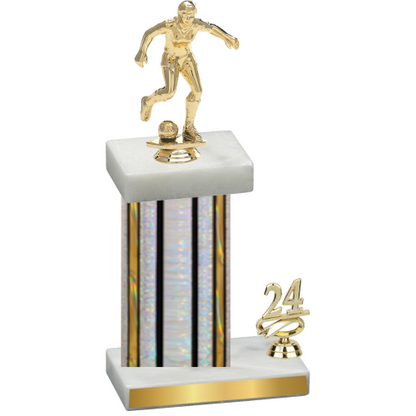 Accented Single Silver Glacier Year Soccer Trophy
