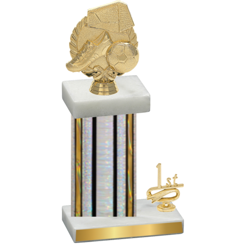 Accented Single Silver Glacier First Place Soccer Trophy