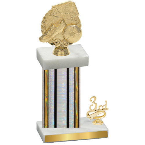 Accented Single Silver Glacier Third Place Soccer Trophy