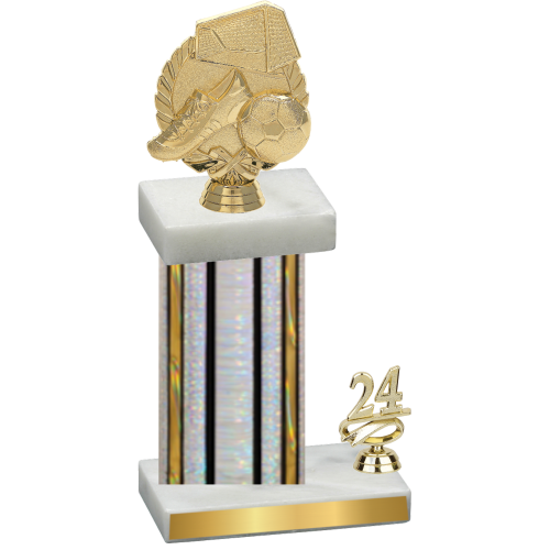 Accented Single Silver Glacier Year Soccer Trophy