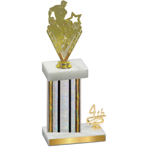 Accented Single Silver Glacier Fourth Place Rugby Trophy