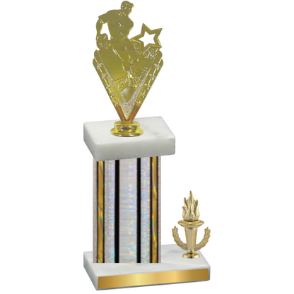 Accented Single Silver Glacier Victory Rugby Trophy