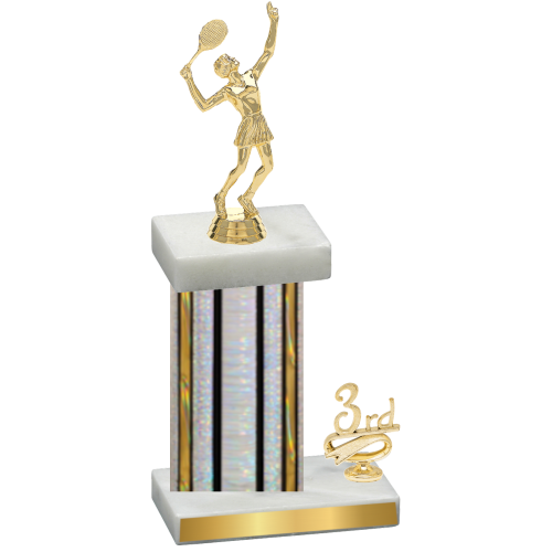 Accented Single Silver Glacier Third Place Tennis Trophy