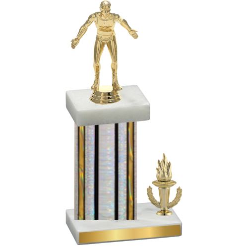 Accented Single Silver Glacier Victory Wrestling Trophy