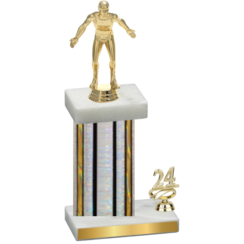 Accented Single Silver Glacier Year Wrestling Trophy