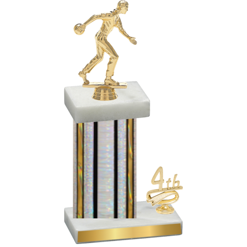 Accented Single Silver Glacier Fourth Place Bowling Trophy