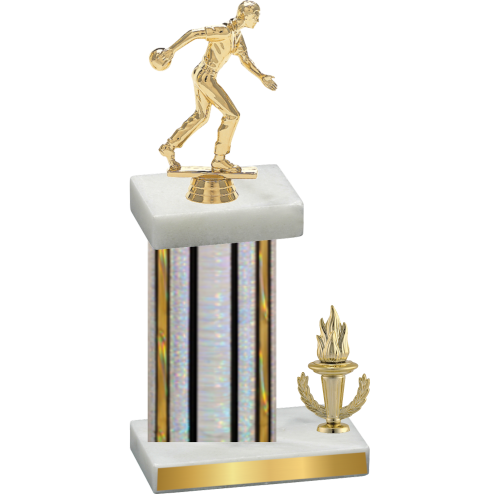 Accented Single Silver Glacier Victory Bowling Trophy