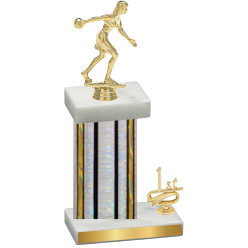 Accented Single Silver Glacier First Place Bowling Trophy