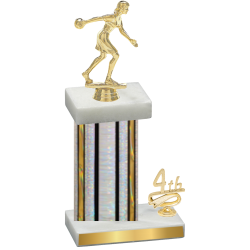 Accented Single Silver Glacier Fourth Place Bowling Trophy