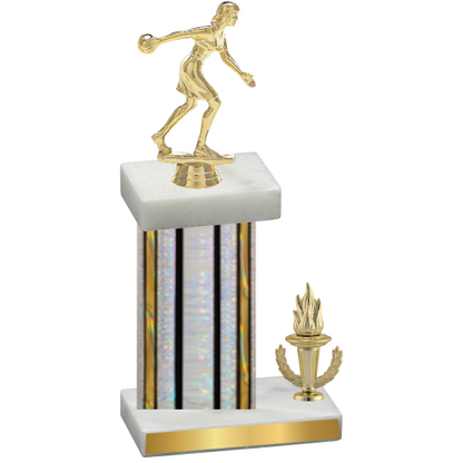Accented Single Silver Glacier Victory Bowling Trophy