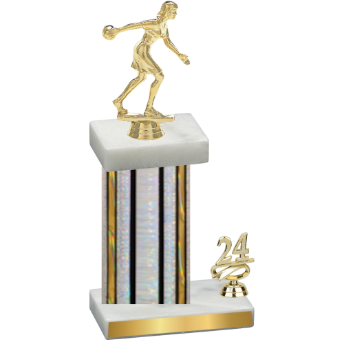 Accented Single Silver Glacier Year Bowling Trophy
